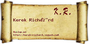 Kerek Richárd névjegykártya